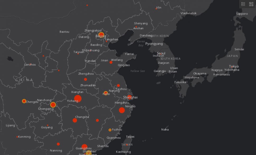CORONAVIRUS CHINA. Această hartă arată în timp real cum se extinde coronavirusul 
