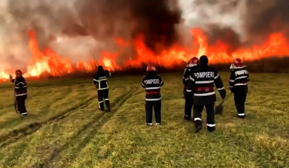 Incendiu uriaş în zona Vadu Oii din Constanţa. Peste 50 de pompieri s-au luptat ore în şir cu flăcările