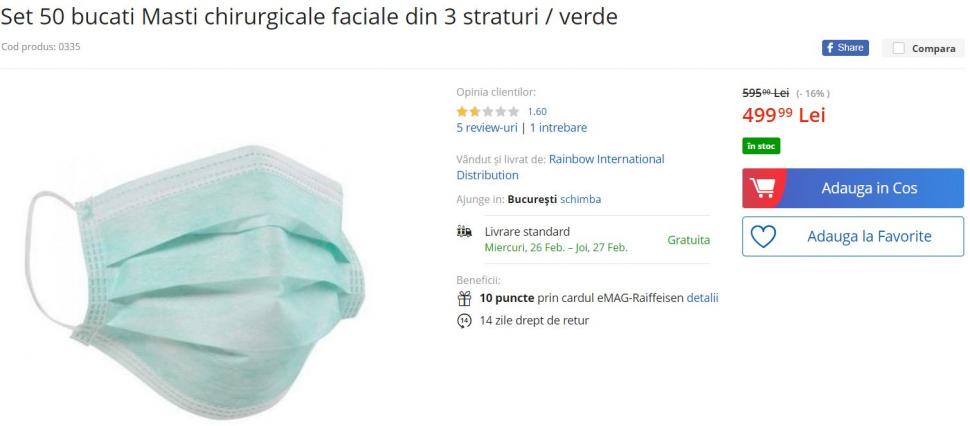 Preţul suprarealist la care se vând măştile medicinale pe internet 646771