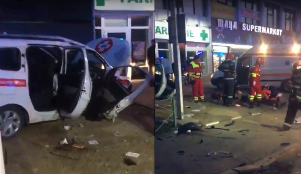 Ambulanță lovită de o maşină, la Florești. Un pacient a murit încarcerat, în urma impactului
