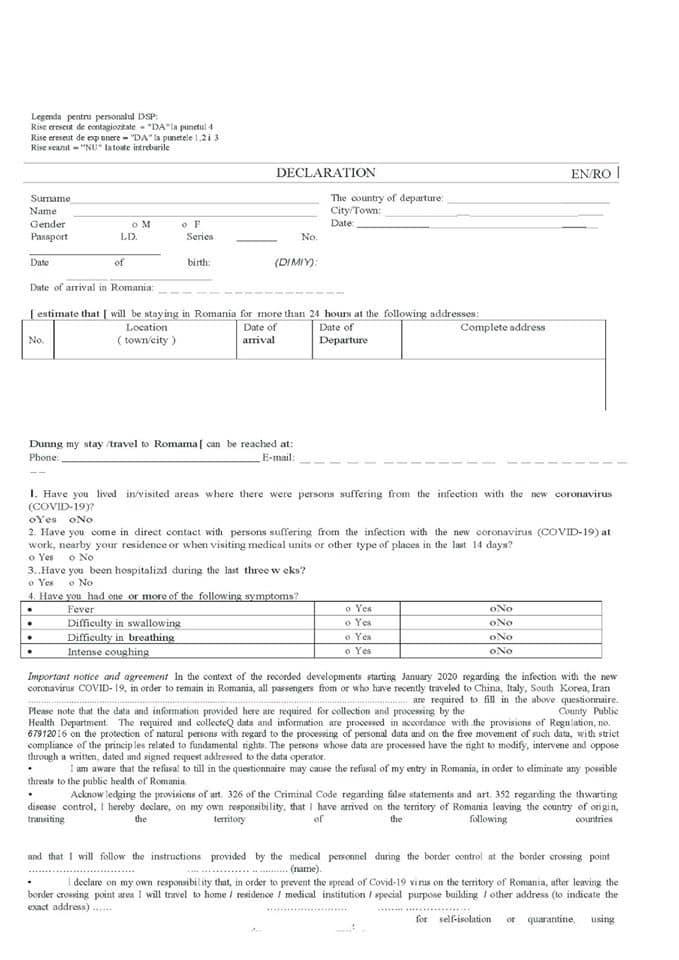 Cum arată declarația pe care toți românii trebuie să o completeze la intrarea în țară 649640