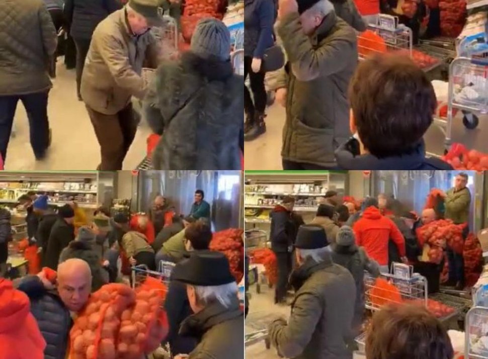 Bătaie pe sacii de cartofi, într-un hipermarket din Contanța. Imaginile au devenit virale