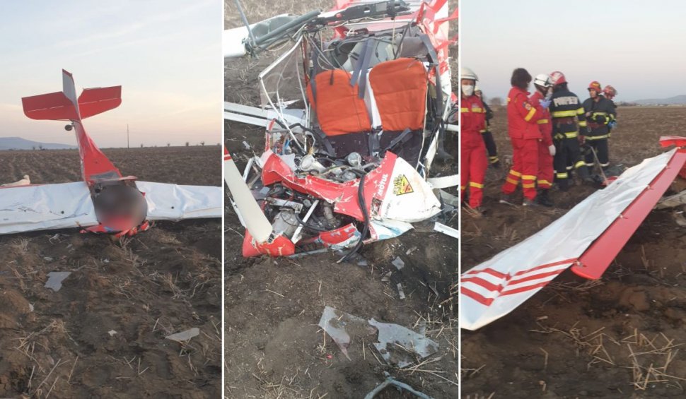 Un avion cu două persoane la bord s-a prăbușit în localitatea Șiria din Arad