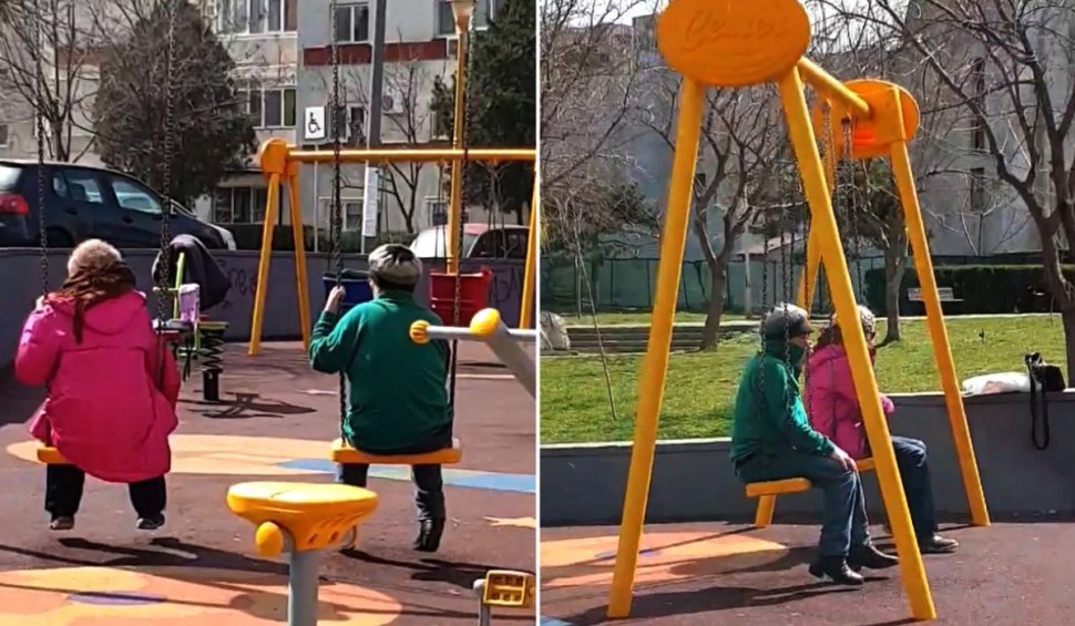 Pensionare filmate când se dau în leagăne, într-un parc din Constanța: 'Fiți mai responsabili'