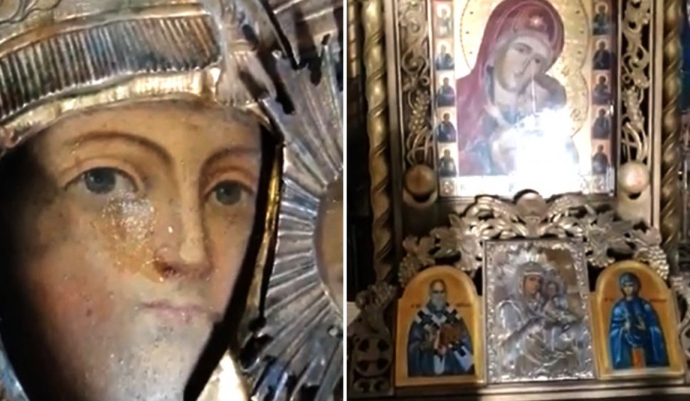 Icoana făcătoare de minuni a Maicii Domnului, de la Biserica Hagiu, din București, a plâns cu lacrimi de mir