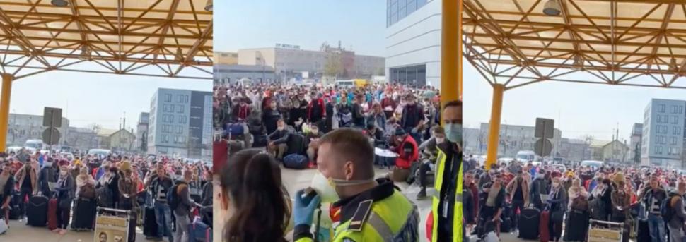 Imagini impresionante pe aeroportul din Cluj. Mii de români așteaptă să plece la muncă în Germania, în plină pandemie de coronavirus