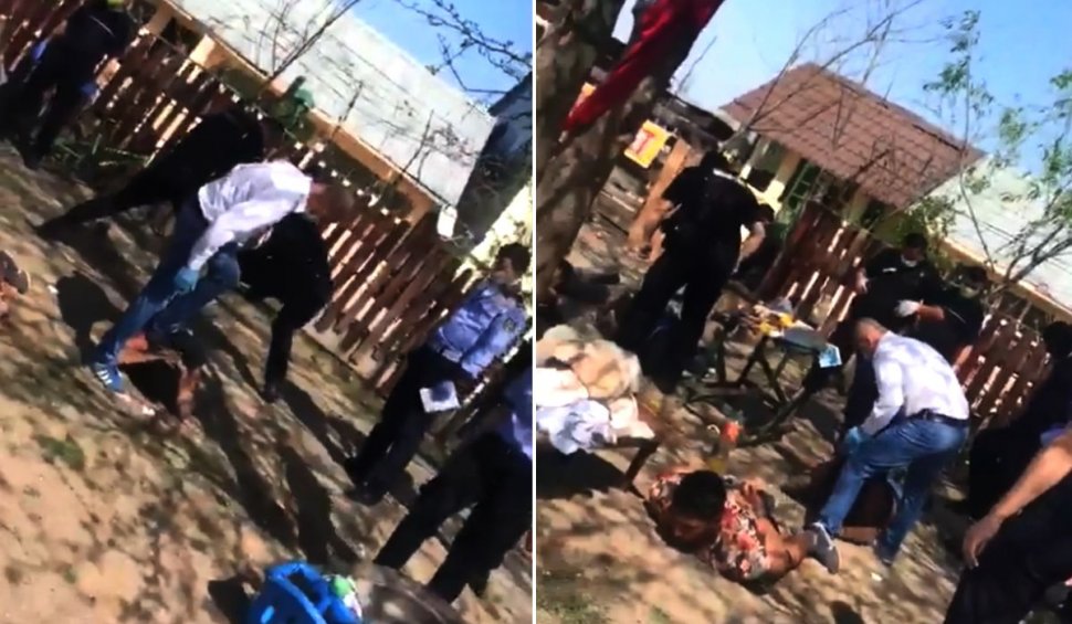 Șeful Poliției Bolintin Vale, filmat când bătea un tânăr imobilizat, schimbat din funcția de comandant