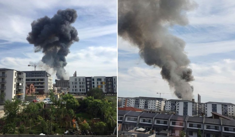Incendiu uriaș, după o posibilă explozie la o fabrică din București