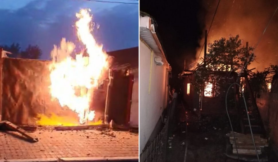 Două case și un garaj, distruse într-un incendiu puternic la Năvodari