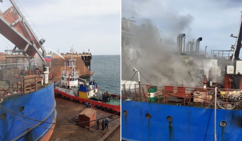 Incendiu la o navă aflată în Portul Midia Năvodari