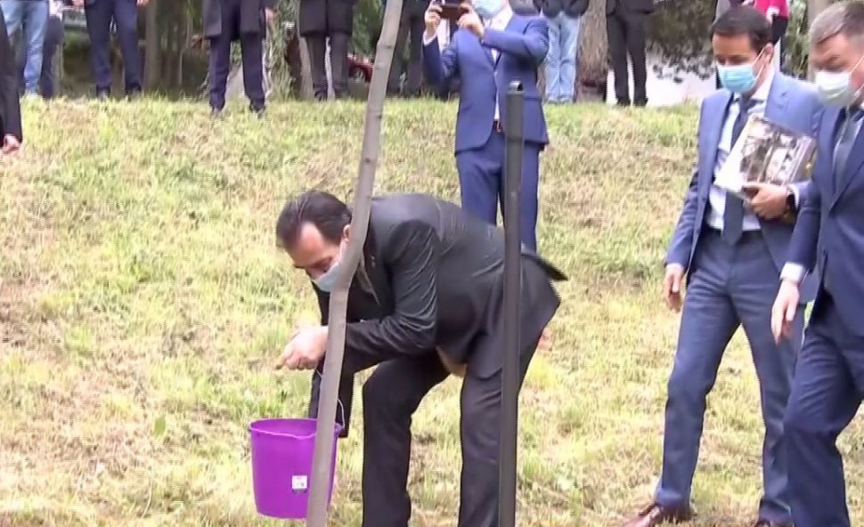Ludovic Orban a plantat un copac deja plantat. Imaginile au devenit virale