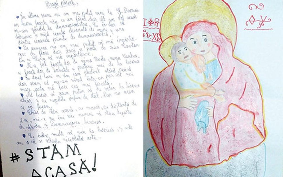 La 11 ani, Crina i-a scris preotului din Huşi: Chiar dacă stăm acasă, cu mască, cu distanța de doi metri, mie nu-mi zice nimeni să stau departe de Sfânta Biserică