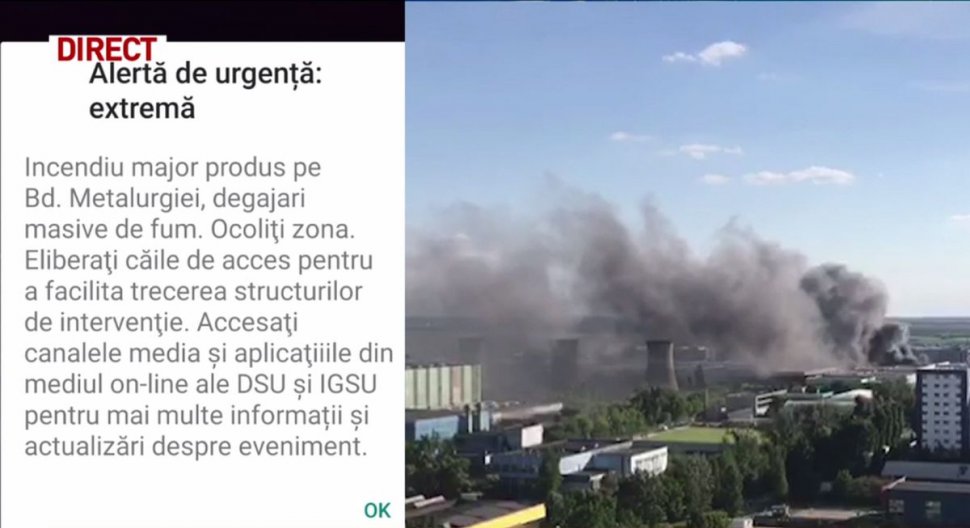 Mesaj Ro-Alert, în cazul incendiului din București: Ocoliți zona din Bulevardul Metalurgiei