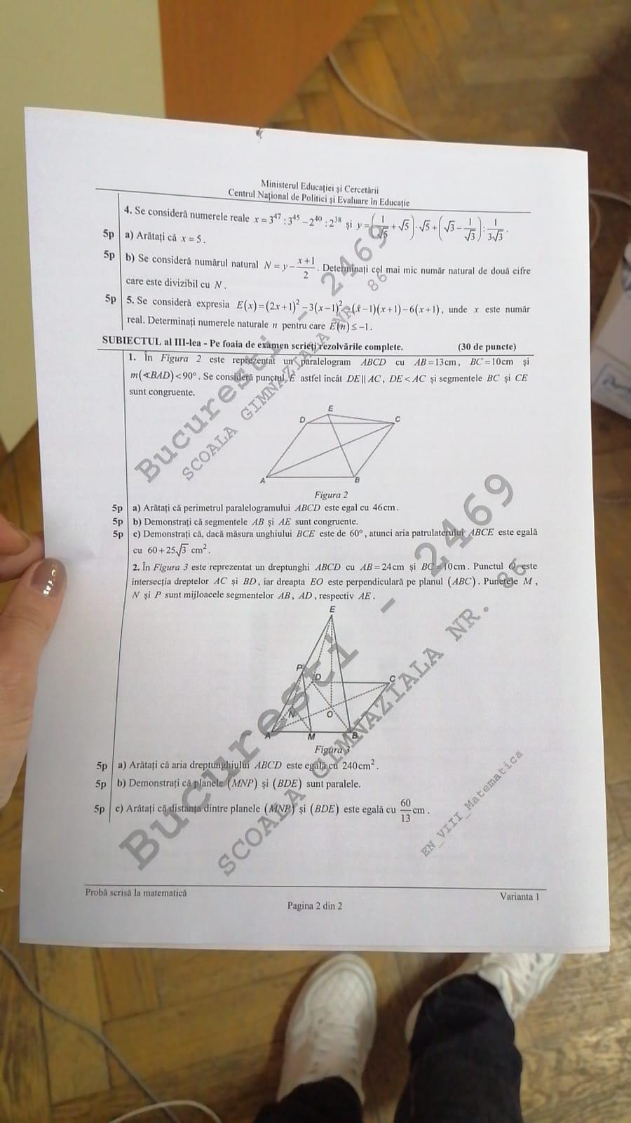 Subiecte Evaluare Națională 2020 la Matematică, publicate pe edu.ro 667976