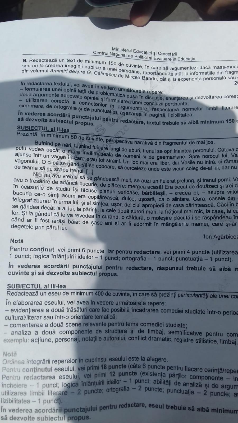 Subiectele la prima probă scrisă, la Limba și Literatura Română de la Bacalaureat în 2020. Ce le-a picat elevilor în acest an 668619