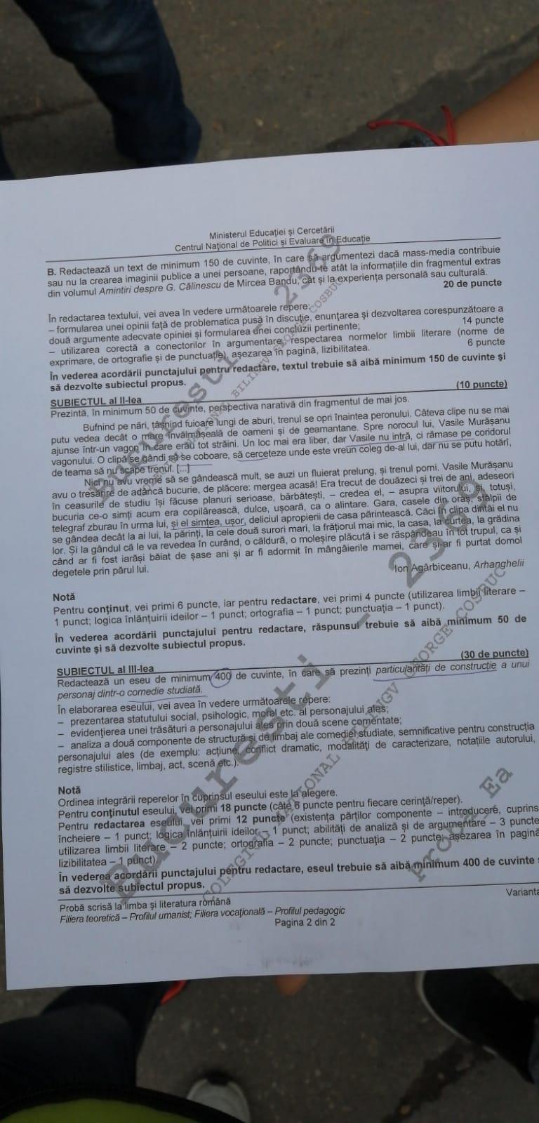 Subiectele la prima probă scrisă, la Limba și Literatura Română de la Bacalaureat în 2020. Ce le-a picat elevilor în acest an 668622