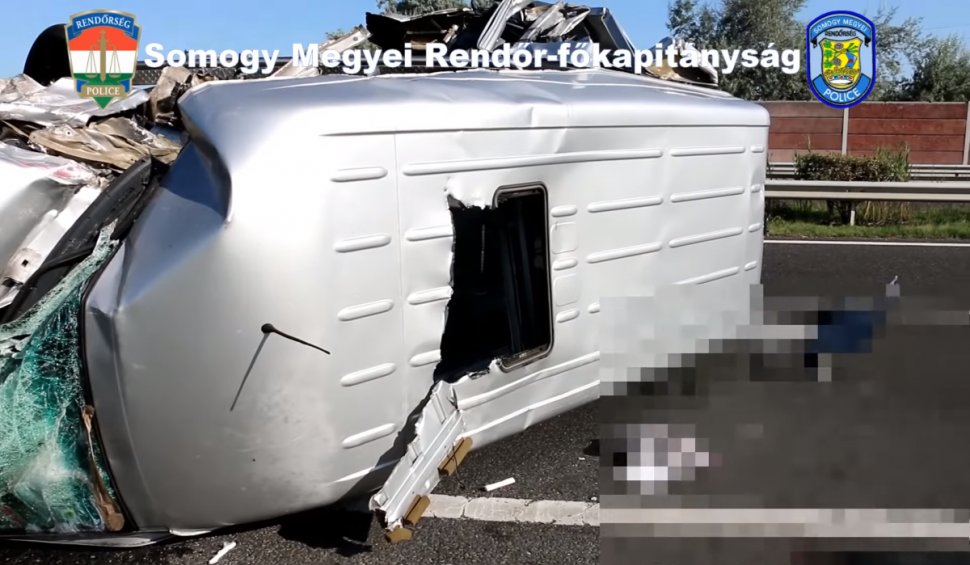 Un microbuz cu români s-a răsturnat pe o autostradă din Ungaria. Un mort și opt răniți în accidentul dramatic - VIDEO