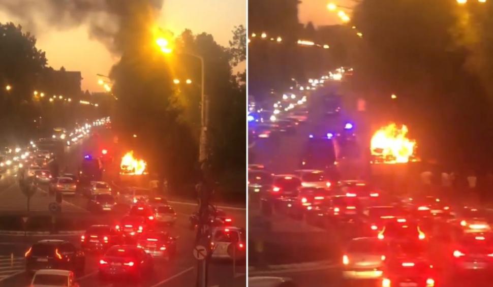 Panică în stațiunea Mamaia, după ce o mașină a luat foc în trafic