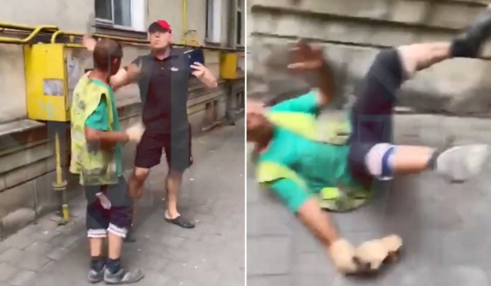 Muncitor din Iași filmat când este bătut fără milă de un lector universitar deranjat de zgomot