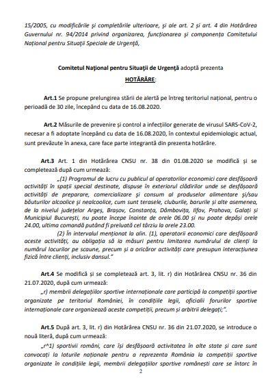 DOCUMENT. Se prelungește starea de alertă pentru încă 30 de zile 674645