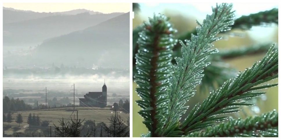România se topeşte de căldură, însă la Miercurea Ciuc s-a instalat toamna! Ceaţă densă şi strat gros de brumă la primele ore ale dimineţii