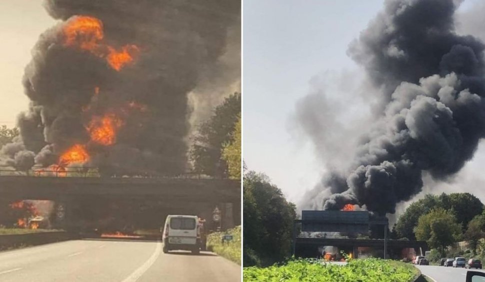 O cisternă cu combustibil a explodat pe autostradă în Germania, după un accident
