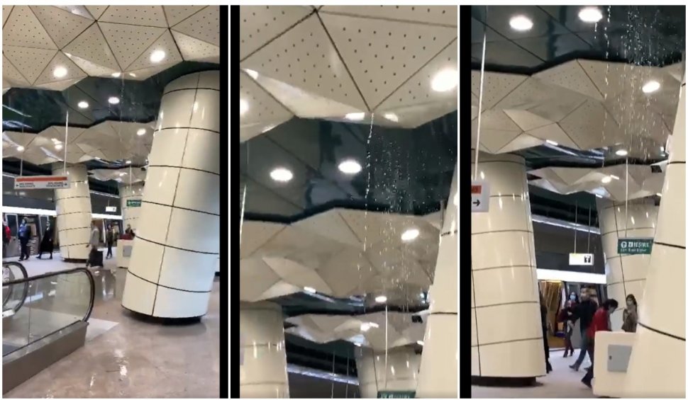 Incident la metrou! Curge apa din tavanul unei stații din Magistrala Drumul Taberei, abia inaugurată