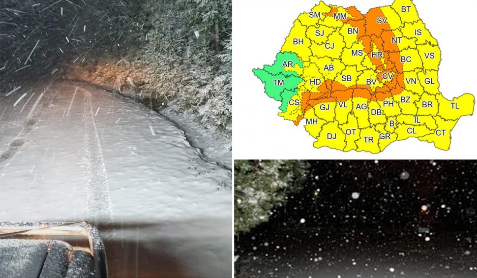 A venit iarna în România. Prima ninsoare, după ce temperaturile au scăzut până la zero grade Celsius