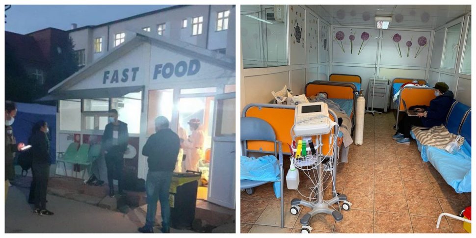 Spitalul de Urgență din România care primește bolnavii de COVID într-un chioșc de fast-food dezafectat