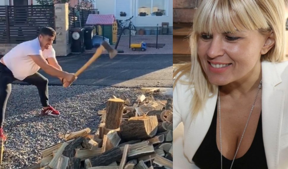 Elena Udrea și-a filmat iubitul spărgând lemne în fața vilei luxoase din Corbeanca. Detaliul care i-a revoltat pe internauți