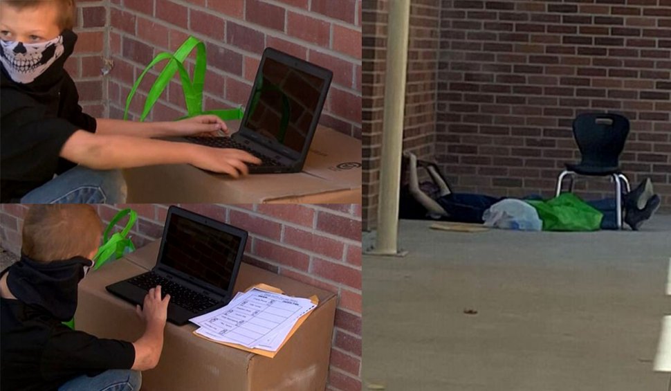 Un elev de clasa a IV-a a găsit o soluţie inedită de a face şcoala online, chiar dacă nu avea internet acasă