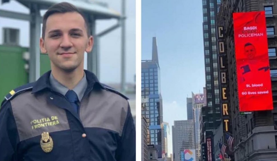 Un polițist român a salvat până acum 60 de vieți. Povestea lui a apărut și pe panourile din Times Square, în New York