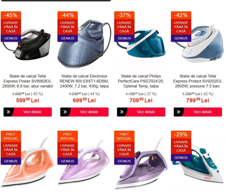 eMAG Black Friday 2020. 15 fiare și stații de călcat reduse și cu 67%