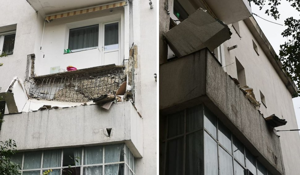 Balcon prăbuşit în timpul nopţii într-un bloc din Vaslui 