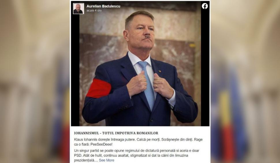 PNL cere excluderea lui Aurelian Bădulescu din PSD, după ce acesta a publicat o fotografie cu Klaus Iohannis portretizat ca lider nazist 684660