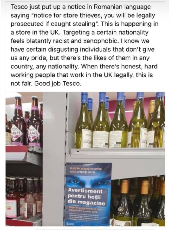 Afiş scandalos în limba română, într-un supermarket din Londra 684984