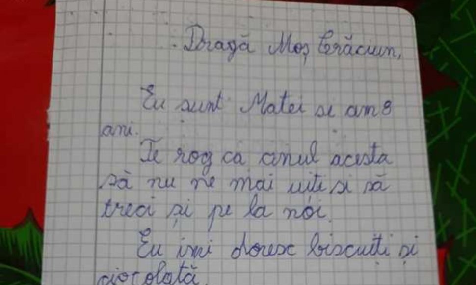 Un băiețel de 8 ani din Târgoviște, scrisoare tulburătoare pentru Moș Crăciun: „Te rog să nu ne mai uiţi... ” 