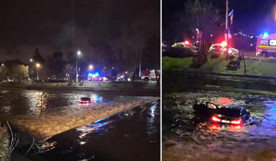 Un tânăr din Cluj a sărit cu mașina în râul Someș. Pompierii l-au salvat în ultima clipă