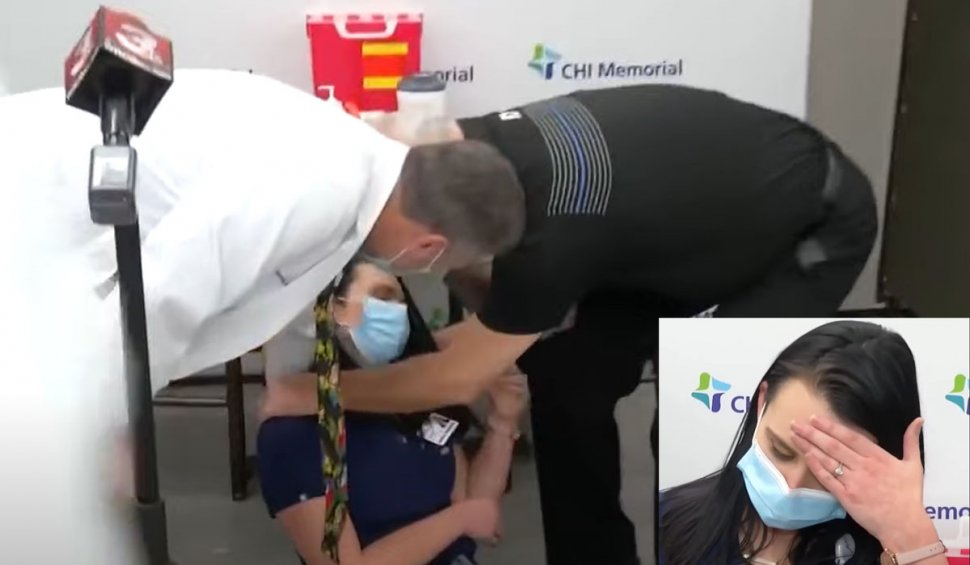 O asistentă din SUA a leşinat în faţa camerei de luat vederi, la 10 minute după ce s-a vaccinat anti-COVID