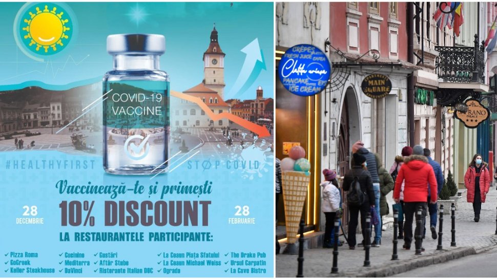 Restaurantele din Braşov oferă reducere pentru care s-au vaccinat împotriva COVID-19