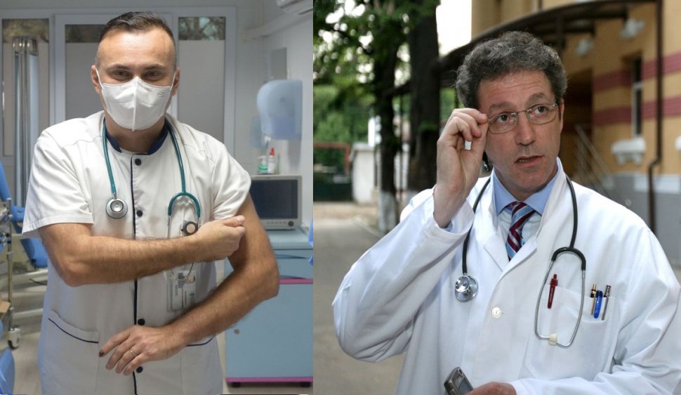Dr. Adrian Streinu-Cercel şi-a făcut rapelul şi şi-a vaccinat colegul, medicul Adrian Marinescu de la "Matei Balş"