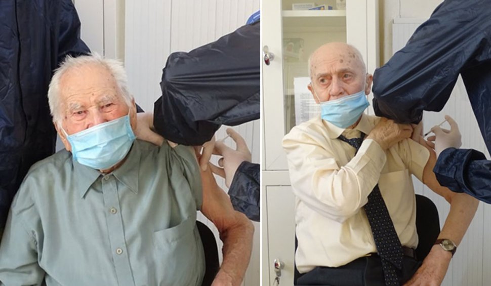Doi veterani de 101 și 99 de ani s-au vaccinat anti-COVID-19