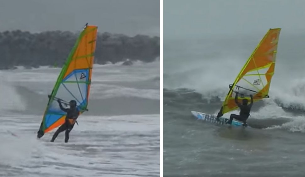 Furtuna de pe mare, motiv de bucurie pentru doi tineri pasionaţi de sporturi nautice
