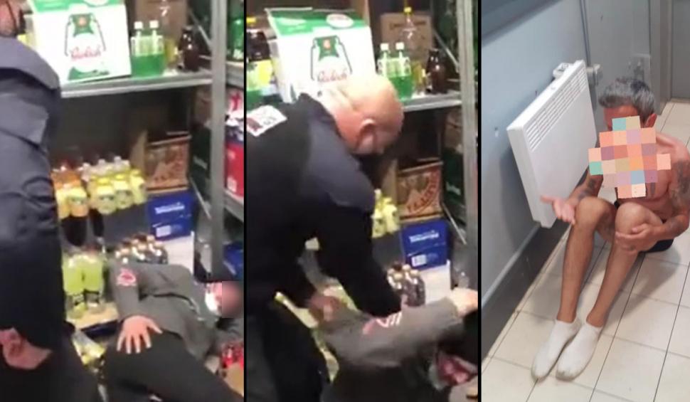 Bărbat bătut cu bestialitate de agenţi de pază într-un supermarket din Bucureşti