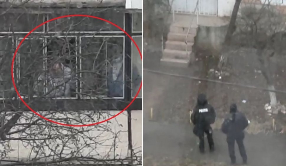 Imagini de la negocierea din Oneşti. Cei doi ostatici au fost legaţi şi ţinuţi pe balcon