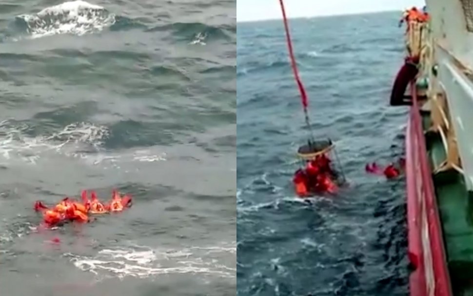 Video. Imagini dramatice din momentul salvării din valurile Mării Negre a marinarilor ucraineni naufragiați