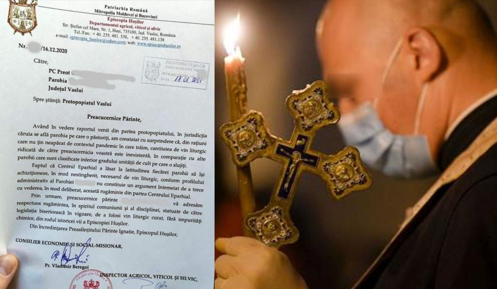 Un preot din Vaslui a fost somat oficial de episcopie să-şi ridice cota de vin liturgic. Reacţia BOR