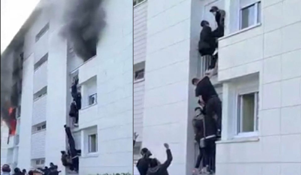 O familie a fost salvată din incendiu de un grup de tineri care s-au urcat pe faţada unei clădiri din Franţa