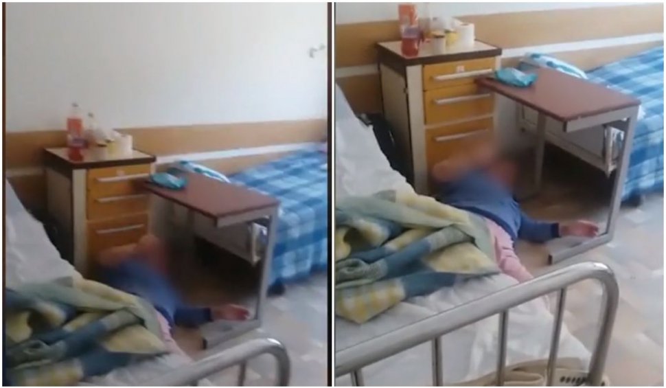 Imagini dramatice din interiorul unui spital COVID-19. O femeie este trântită pe jos într-un salon și nimeni nu o ridică