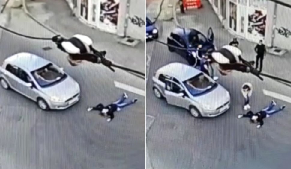O femeie din Bucureşti a vrut să însceneze un accident, însă nu şi-a dat seama că este filmată